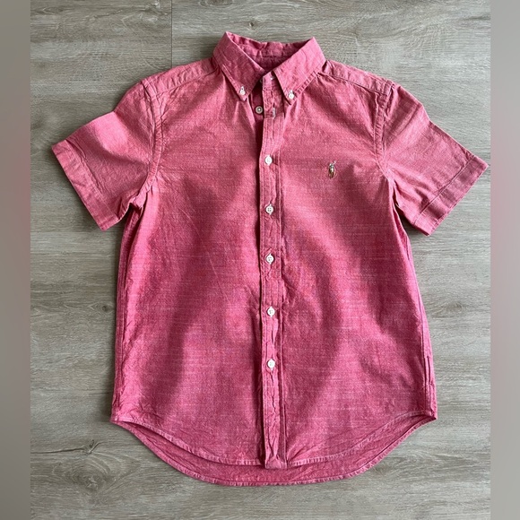 Ralph Lauren Shirt Boys M 10 12 Button Up Classic Short Sleeve Cotton - Picture 1 of 5